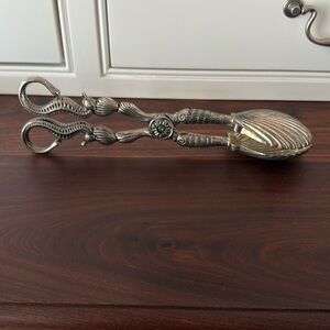 Seahorse/Seashell Large Silverplate Serving Tongs